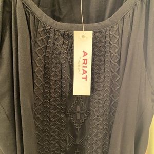 New! ARIAT Bell-sleeved, Black Dress, lined with pockets-NWT.